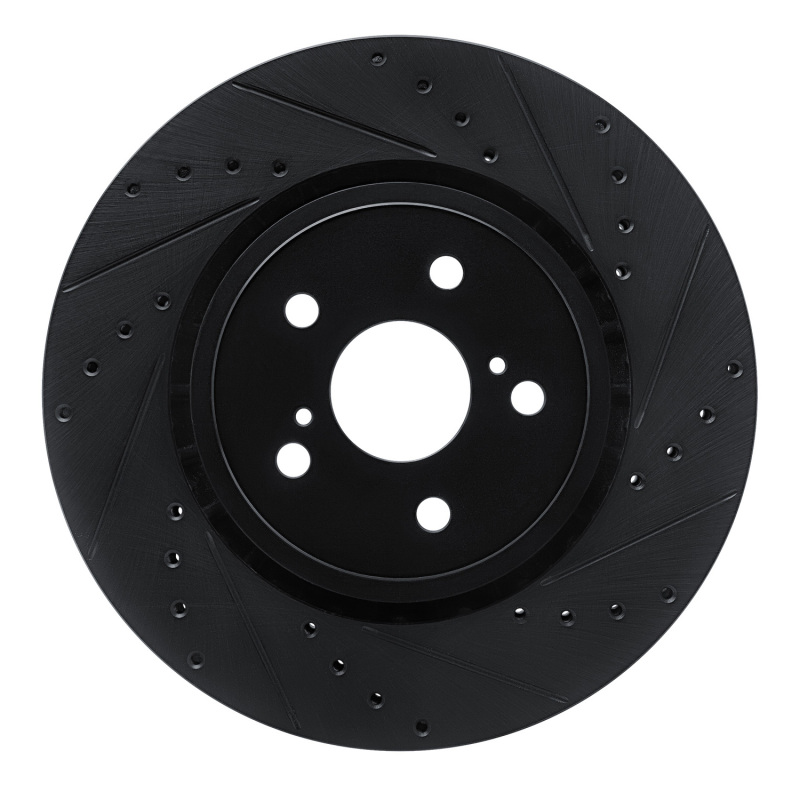 Toyota RAV4 Brake Rotor (1) - Front Right - R1 Concepts - Drilled & Slotted - Black - `21-`25